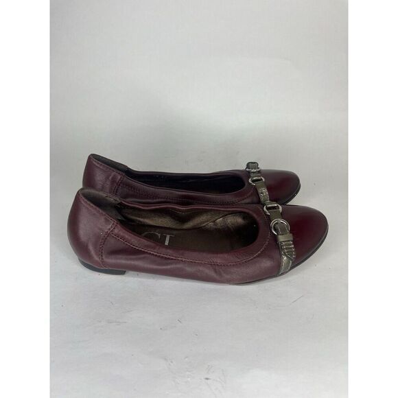 AGL Burgundy Leather Cap Toe Buckle Ballet Flats Shoes Women Sz 37EU/6.5M US - Picture 11 of 13